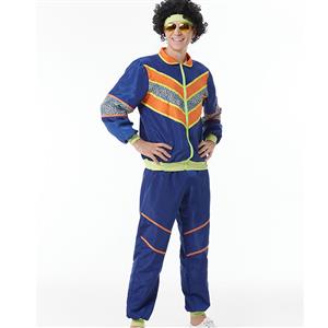 Men's Vintage Tracksuit Top and Trousers Colorful Disco Rock Dancing Adult Cosplay Costume N23358