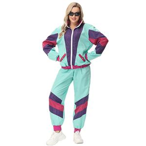 Fashion Tracksuit Top and Trousers Colorful Hip Hop Dancing Adult Cosplay Costume N22918