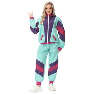 Fashion Tracksuit Top and Trousers Colorful Hip Hop Dancing Adult Cosplay Costume N22918