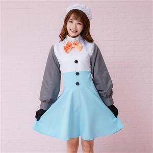 3ps Adorable Winter Snowman High Neck Long Sleeve Mini Dress Cosplay Fancy Costume N19468