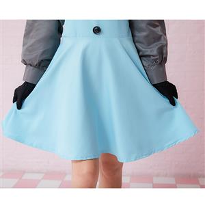 3ps Adorable Winter Snowman High Neck Long Sleeve Mini Dress Cosplay Fancy Costume N19468