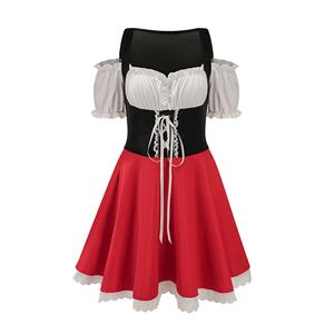 Christmas Cheer Costume, Women's Beer Girl Costume, Bavarian Beer Girl Costume, French Maid Waitress Clubwear, Oktoberfest Wench Adult Dirndl Dress, Simple and Lovely Dress Oktoberfest Costume#N23192