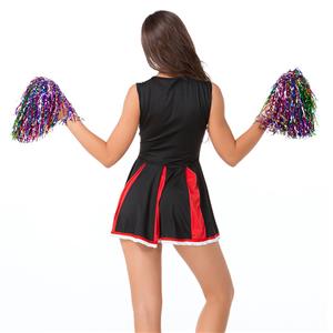 Hot Adult Cheerleader Pleated Mini Dress and Pom-poms Sports Carnival Cheering Costume N21456