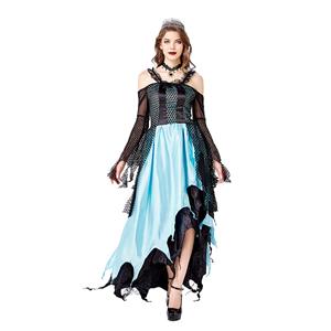 Elegant Gothic Vampire Evil Queen Maxi Dress Adult Cosplay Halloween Costume N20743