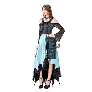 Elegant Gothic Vampire Evil Queen Maxi Dress Adult Cosplay Halloween Costume N20743