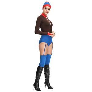 1980s Aerobics Girl Long Sleeve Stretchy One-piece Sports Fitness Bodysuit Cosplay Costume N19149