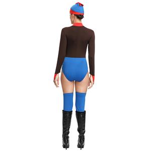 1980s Aerobics Girl Long Sleeve Stretchy One-piece Sports Fitness Bodysuit Cosplay Costume N19149