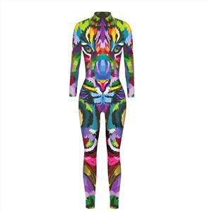 New Product Animal 3D Printed High Neck Long Bodycon Jumpsuit Halloween Costume N21249