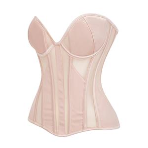 Apricot Strapless Corset Bodysuit with Adjustable Back Lace-Up, Tummy Control Shapewear for Women N23868