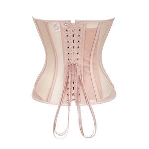 Apricot Strapless Corset Bodysuit with Adjustable Back Lace-Up, Tummy Control Shapewear for Women N23868