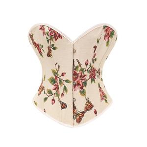 Fashion Womens Butterfly Print Corset Vintage Renaissance Tank Top Vest Camisole N23458