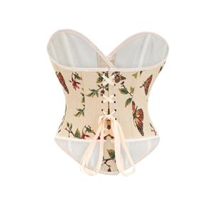 Fashion Womens Butterfly Print Corset Vintage Renaissance Tank Top Vest Camisole N23458