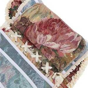 Apricot Vintage Floral Corset Top, Lace-Up Back V-Neck Bustier with Adjustable Straps N23856