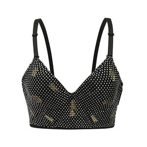 Sexy Black Artificial Diamond B Cup Bustier Bra Clubwear Crop Top N22767