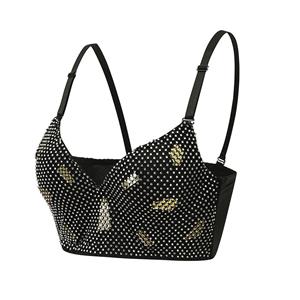Sexy Black Artificial Diamond B Cup Bustier Bra Clubwear Crop Top N22767