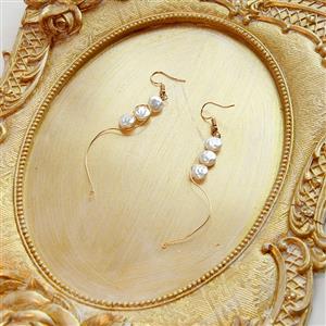 Lovely Pearl Artificial Mermaid Cosplay Handmade Summer Beach Vacation Pendant Earrings J21461