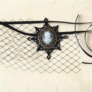 Women's Sexy Fishnet Jewelry Face Mask MS13017