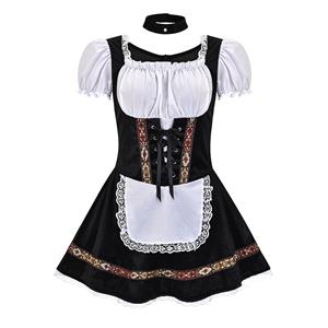 Oktoberfest Cheer Costume, Women's Beer Girl Costume, Bavarian Beer Girl Costume, French Maid Waitress Clubwear, Oktoberfest Wench Adult Dirndl Dress, Oktoberfest Women Costume, #N22432