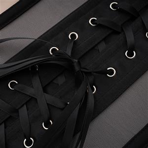 Black/Apricot Strapless Corset Bodysuit with Adjustable Back Lace-Up, Tummy Control Shapewear for Women N23869