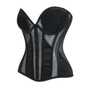Black Strapless Corset Bodysuit with Adjustable Back Lace-Up, Tummy Control Shapewear for Women N23866