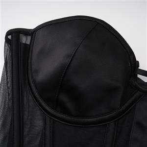 Black Strapless Corset Bodysuit with Adjustable Back Lace-Up, Tummy Control Shapewear for Women N23866