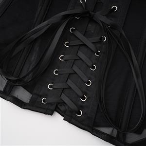 Black Strapless Corset Bodysuit with Adjustable Back Lace-Up, Tummy Control Shapewear for Women N23866