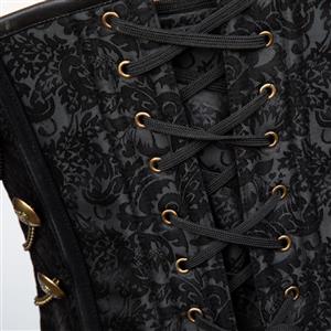 Steampunk Black Brocade Steel Bones Strapless Body Shaper Overbust Corset N22665