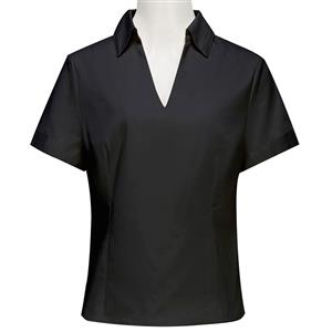 Black Cotton V-Neck Women's Blouse N18189