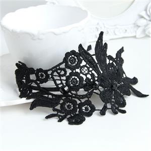 Black Crocheted Lace Jewelry Hairband J12819