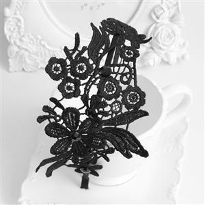 Black Crocheted Lace Jewelry Hairband J12819