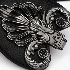 Fashion Black Elastic Wide Waistband Floral Alloy Interlock Buckle Waist Belt N18252