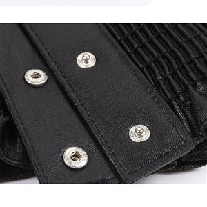 Fashion Black Faux Leather Ruffle Elastic Wide Waistband Waist Cincher Belt N18257