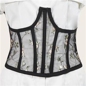 Fashion Spinning Embroidery Back Lace-up Elastic Wide Girdle  Belt N22313