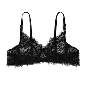 Charming Black Adjustable Shoulder Straps Eyelash Lace Wire Free Triangle Bra Top N20758