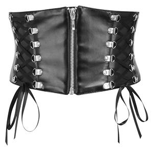 corset belt, black leather belt, lace-up corset, front zip corset, waist-cinching belt, faux leather belt, gothic belt, punk accessory, adjustable corset, edgy fashion, waist trainer, leather corset, side lace belt, structured belt, alternative style #N23922