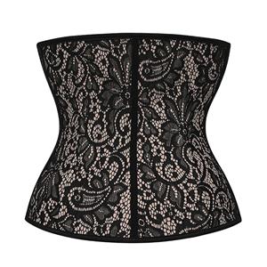 Sexy Black Floral Lace 4 Steel Bone Underwear Waist Cincher Body Shaper Underbust Corset N21648