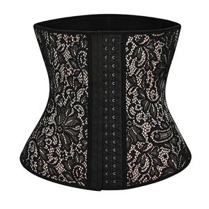 Sexy Black Floral Lace 4 Steel Bone Underwear Waist Cincher Body Shaper Underbust Corset N21648