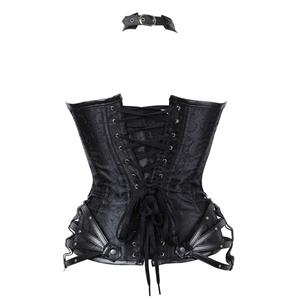 Steampunk Gothic Black Halterneck Strapless Steel Boned Rivet Outerwear Corset N20888