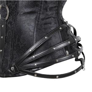 Steampunk Gothic Black Halterneck Strapless Steel Boned Rivet Outerwear Corset N20888