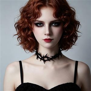 thorn necklace, gothic choker, Halloween costume jewelry, witch necklace, vampire choker, masquerade necklace, women's gothic jewelry, black thorn choker, costume accessory, role play necklace, punk gothic necklace, party neckpiece, cosplay jewelry, dark elegance choker, statement necklace #J23980