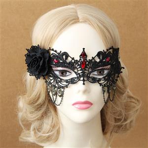 Princess Black Lace Flower Gems Masquerade Party Eyes Mask MS12987