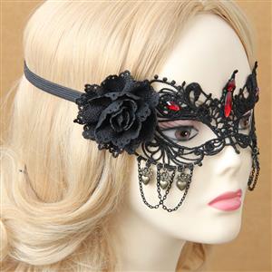 Princess Black Lace Flower Gems Masquerade Party Eyes Mask MS12987