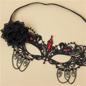 Princess Black Lace Flower Gems Masquerade Party Eyes Mask MS12987