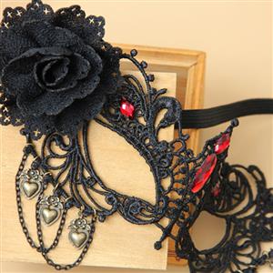 Princess Black Lace Flower Gems Masquerade Party Eyes Mask MS12987