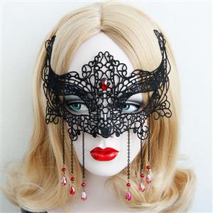 Halloween Masks, Costume Ball Masks, Black Lace Mask, Masquerade Party Mask, #MS12990