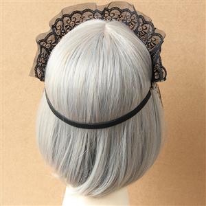Deluxe Vintage Black Lace Crown Fishnet Half Mask MS12937