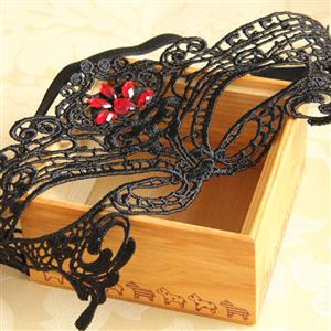 Medieval Black Lace gems Half Mask MS12931