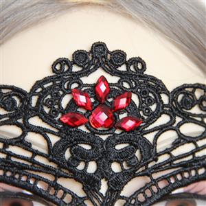 Medieval Black Lace gems Half Mask MS12931