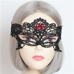 Medieval Black Lace gems Half Mask MS12931