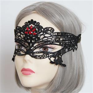 Medieval Black Lace gems Half Mask MS12931